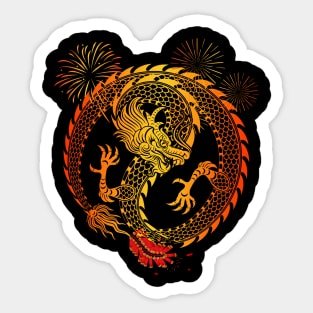 Chinese Lunar New Year Golden Dragon Sticker